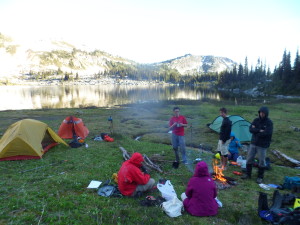 To ward off mosquitoes, we lit a highly illegal campfire.