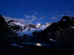 Moonrise over the Wedge Glacier. Photo: Klara Steklova.