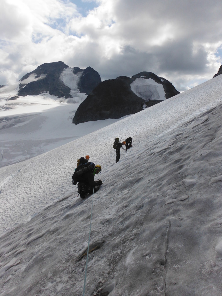 Getting onto Matier Glacier