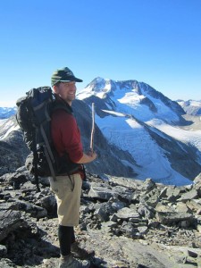 Keith Lennig pointing out the summit of Wedgemount - PHOTO: Thea Rodgers