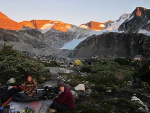 Olivia May and Anne Darby catching a little alpine glow. - PHOTO: Thea Rodgers