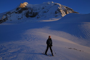 Cassandra grinning after the packless descent 