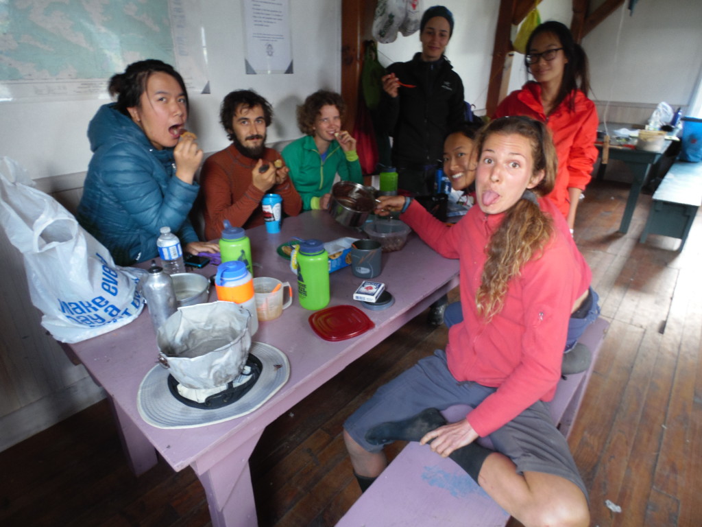 The crew minus Roland enjoying some fondue. Photo: R. Burton