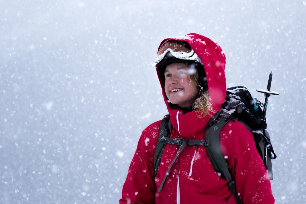 Runner up: Katie Cullen ecstatic for the first fresh snow to fall in days. Photo by Nathan Starzynski