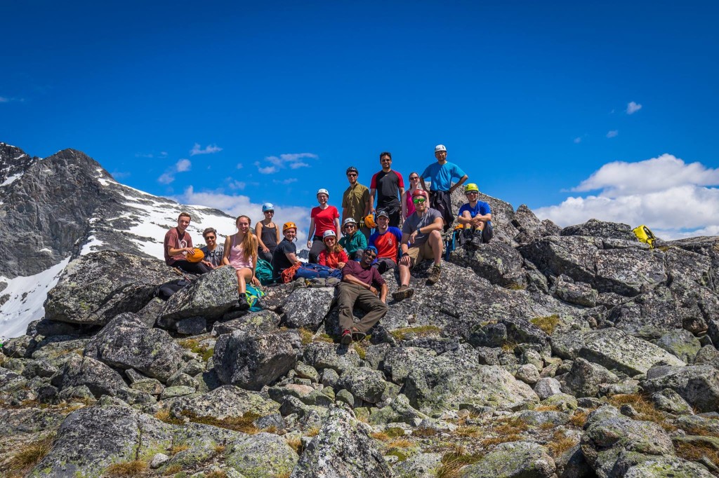 Group picture at the top of Tszil, picture by Steve Cabral