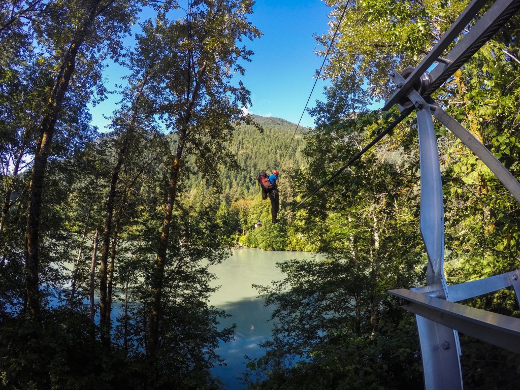 Kevin looking good crossing the Squamish River. Photo: Matteo Agnoloni