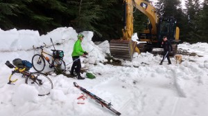 The excavator at the top of Mountain Highway.