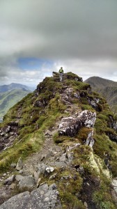 Carly on the Aonach Eagach Ridge