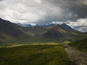 The 'Black Cuillins' in the distance