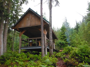 Rainy Day Lake Hut at km 169 of the Sunshine Coast Trail