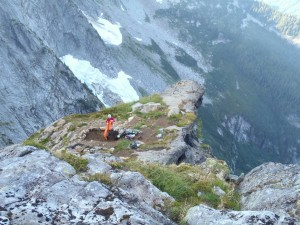 Veronika preparing our bivy.