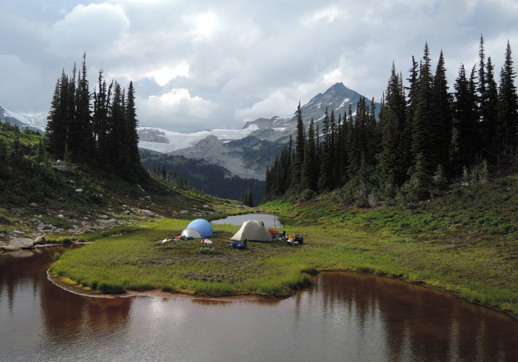 Our last night in the alpine, at yet another fabulous campsites.  Obelia in the background.