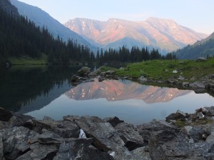 Tomorrow’s objective: Whitecap mountain from our lakeside campsite