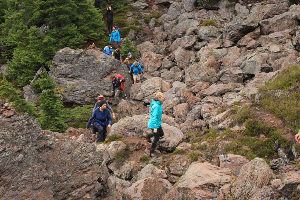 Hikers in a Boulder Field