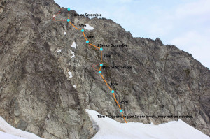 West face bolted descent route. Photo: Altus Mountain Guides