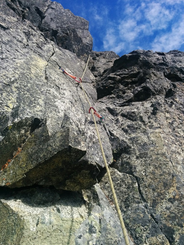 Beta photo for the 5.7-5.8 crux pitch on Alpha's east ridge. Photo: Kevin Burton