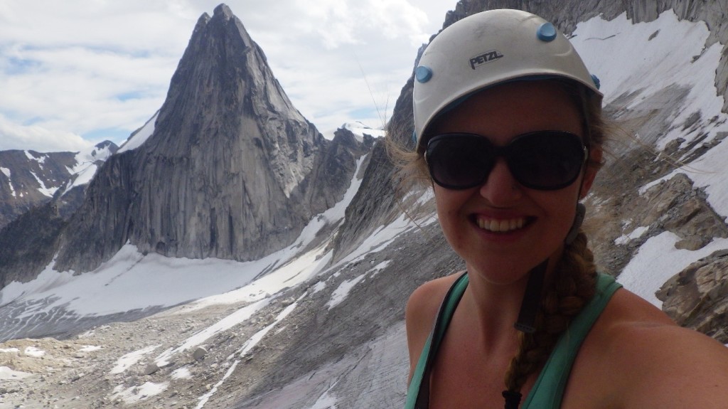 Selfie half way up to Crescent Spire. Photo by: Cora Skaien.