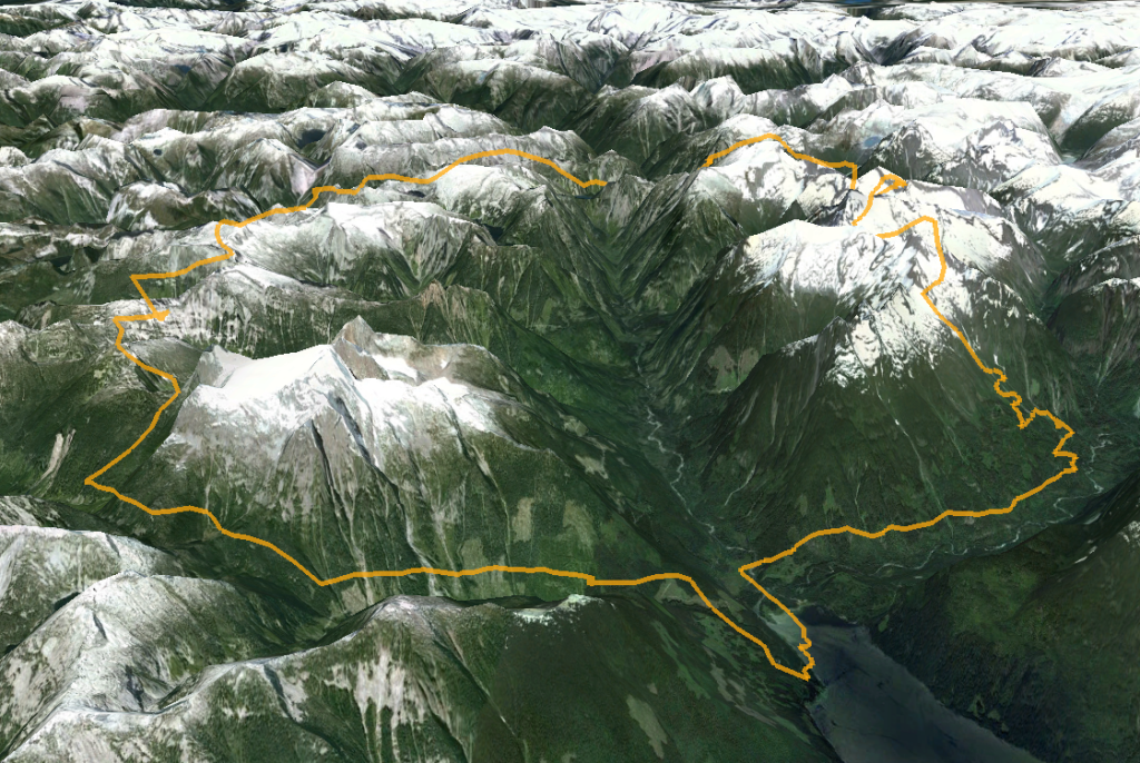 View of proposed Skwawka Horseshoe Traverse from south