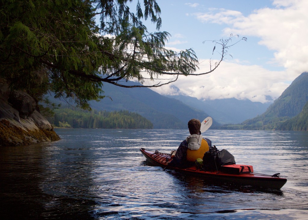 Spencer paddling Jervis Inlet in Queens Reach (Photo: S. Higgs)