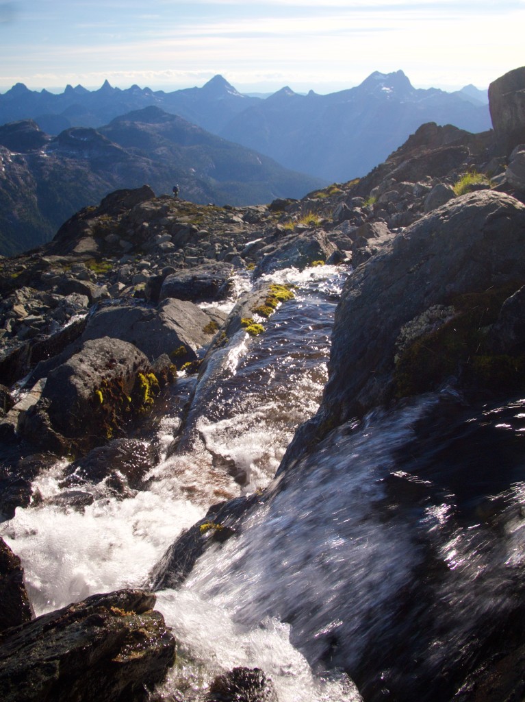 Spencer enjoys evening light from west col on Mt Alfred (Photo: S. Higgs)