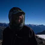 Stuart and insect friends in the alpine on Mt Alfred (Photo: S. Rasmussen)