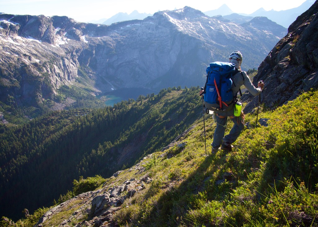 Spencer descending towards Tea Pass below Mt Alfred (Photo: S. Higgs)