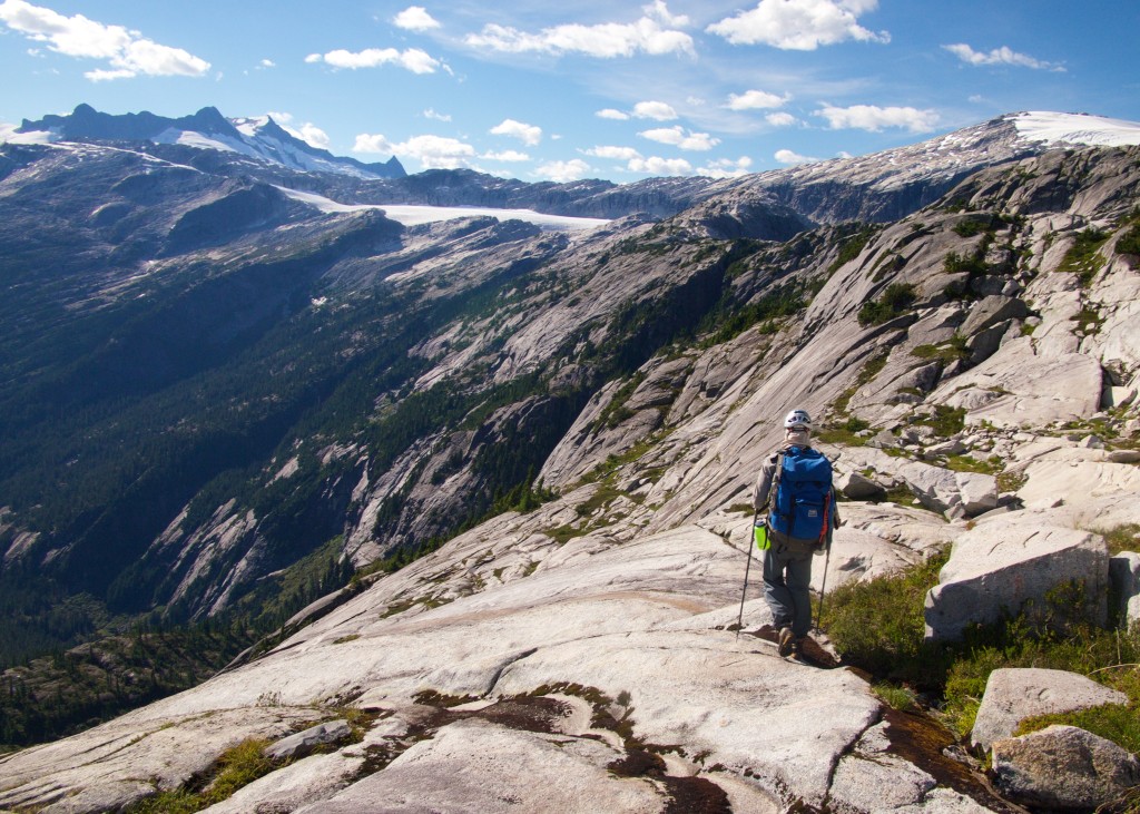 Spencer following granite ridge lines above Princess Louisa Inlet (Photo: S. Higgs)