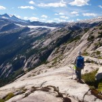 Spencer following granite ridge lines above Princess Louisa Inlet (Photo: S. Higgs)