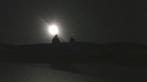 The spikes near the summit of Fake Peak by moonlight.