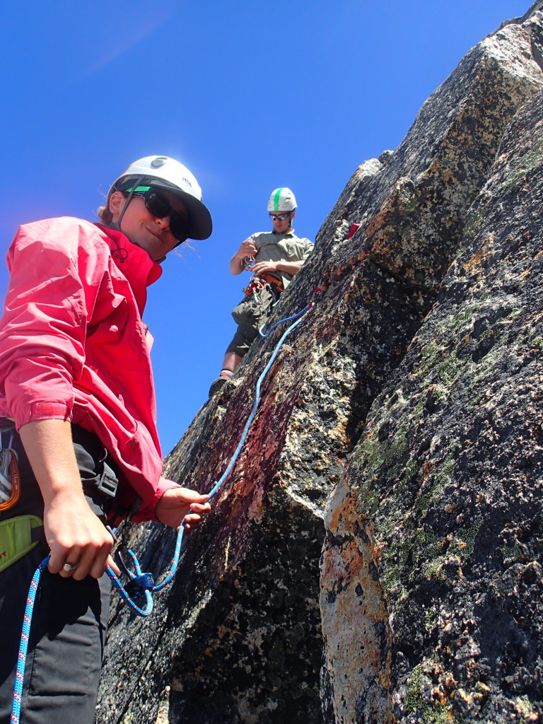 Dmitri leading the short pitch of low class 5. Photo by Sarah Taylor.