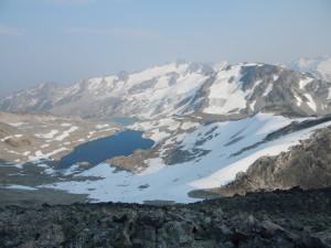 Decker Lake on the East side, from the summit of Blackcomb peak