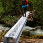 Jeff's Bridge on the Harrison Hut Trail in all it new 2017 glory.