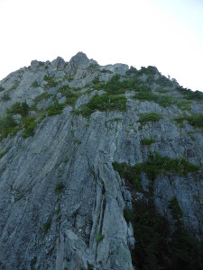 The guidebook calls this a ridge.To me it looks more like a low angle face.