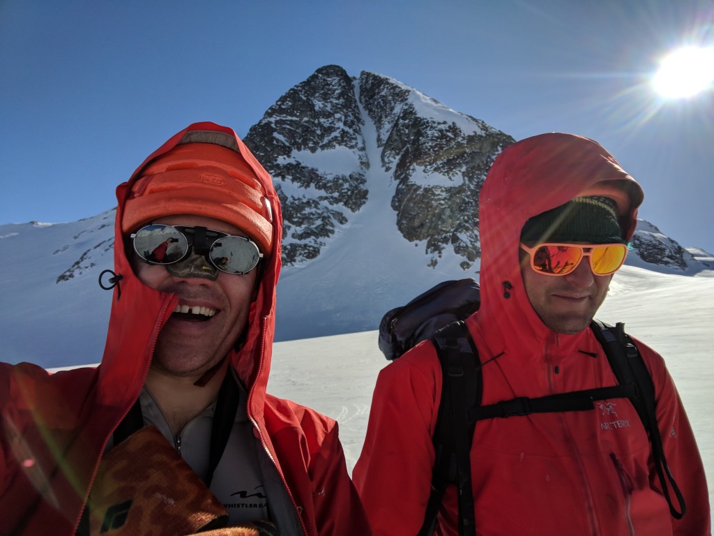 Selfie Success with Eureka NW couloir in the backgound.