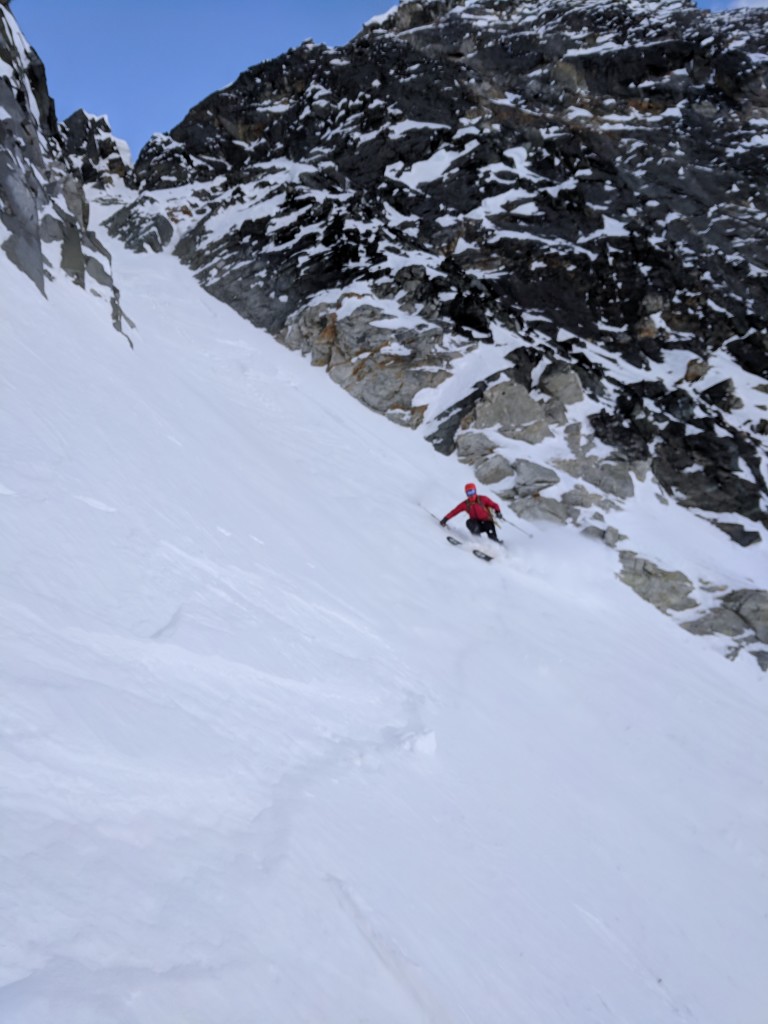 Nick makes one of many turns down the steep slope.