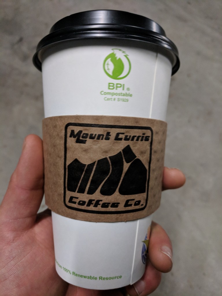 Mount Currie Coffee company cup to depict the ski lines.