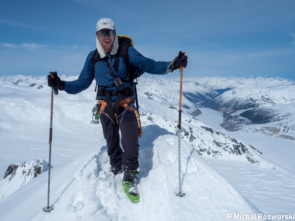 Nick on the summit of Lillooet Mountain.  The "scalp" of the headwaters. Photo: Michal Rosworski