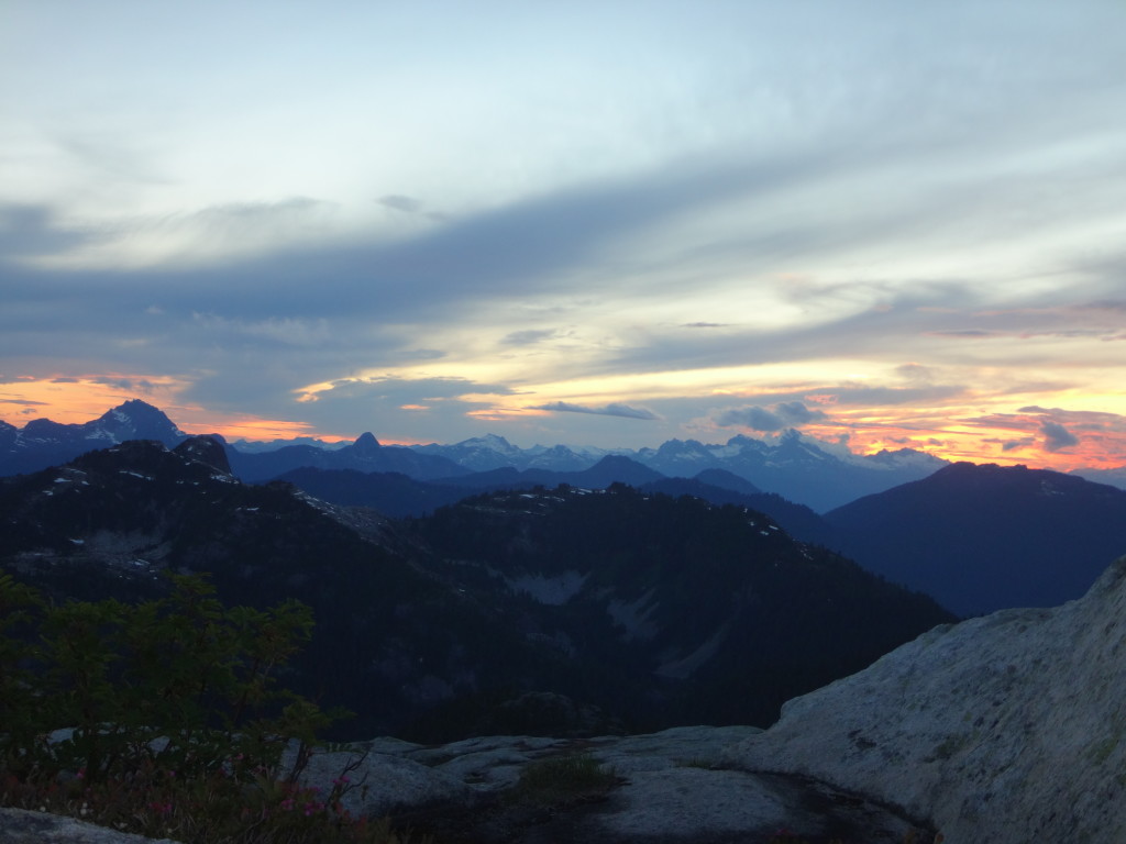 Sunset over Sky Pilot, Habrich, and the Tantalus.