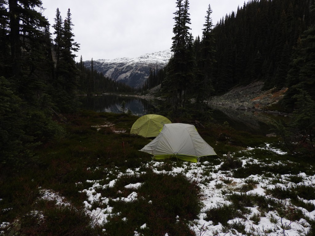 Our tent spot at the south end of the second lake.