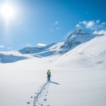 Tobias ignoring the sight of heli ski lines to the left of our objective