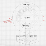 Outline of the dining room and kitchen as designed by Tobias