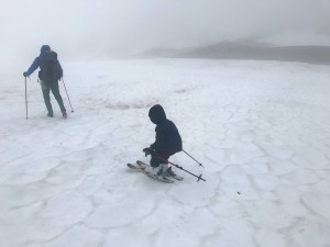 Descending out of the clouds on the last morning.