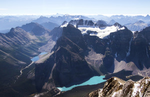 An unusual view of Moraine Lake. 