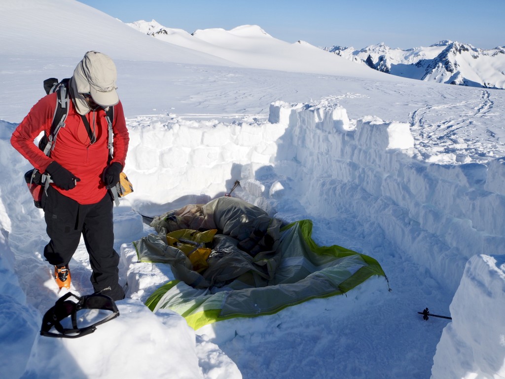 The collapsed 4-star made-up shelter for our first night.