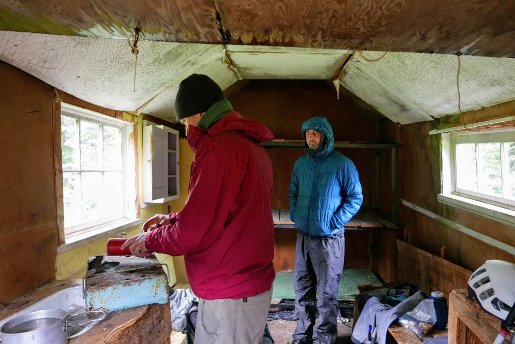 Making tea in the collapsing cabin. 