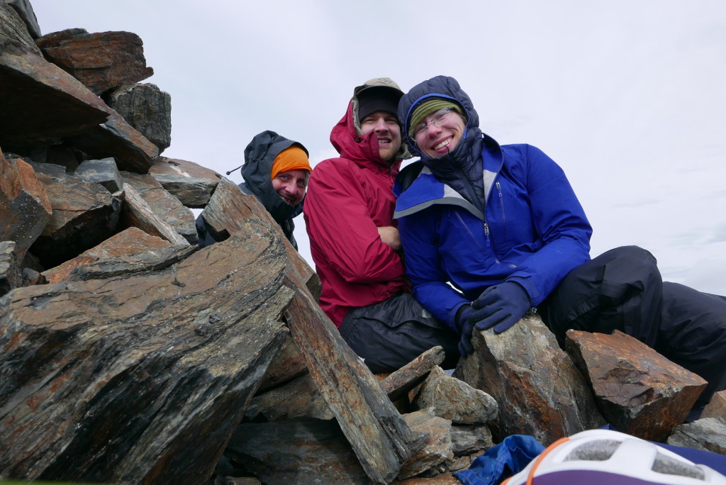 You can't see how absolutely freezing it was at the summit... we were hiding behind the summit cairn to stay out of the wind.