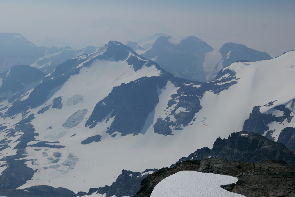 View of the remains of a glacier slush avalanche.