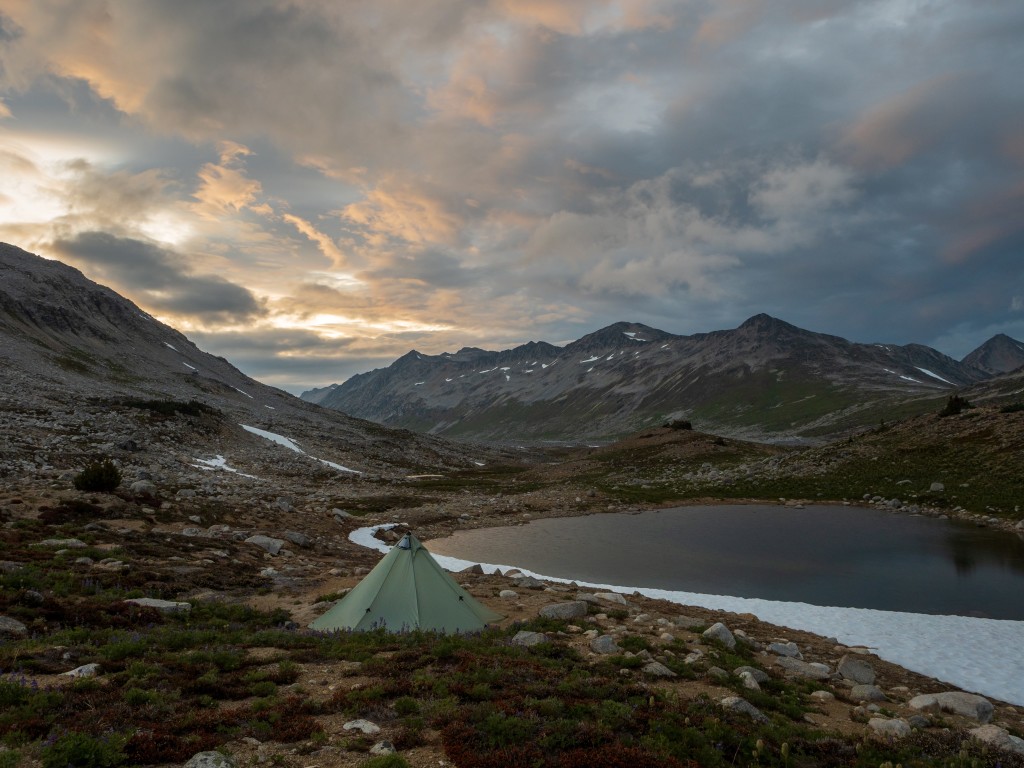 Camp, looking north east to Microscope and Griswold peaks