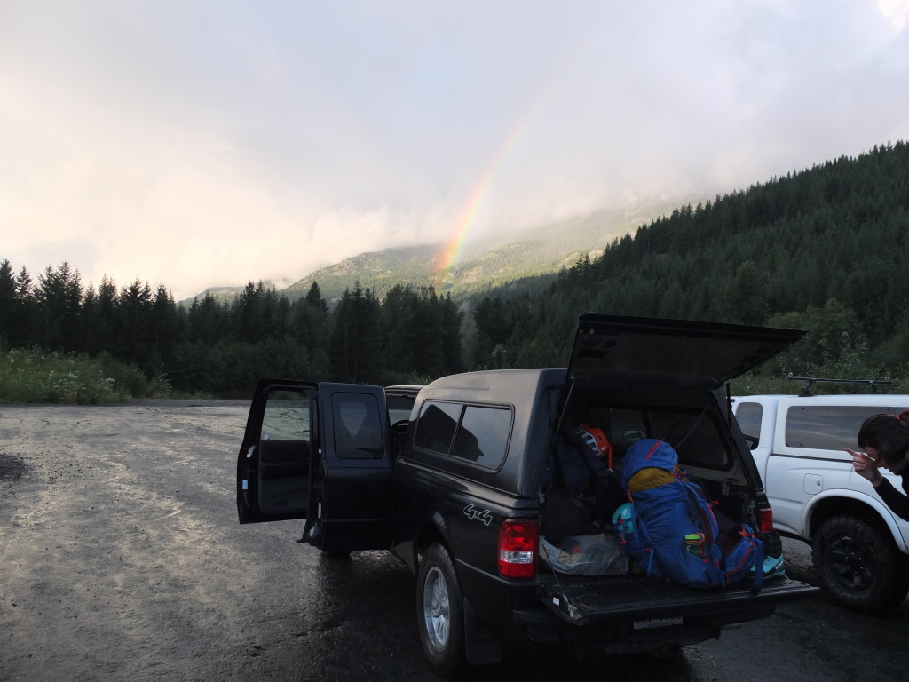 Snowmobile car park, sans snow, sans snowmobiles. (Image: Ewan)