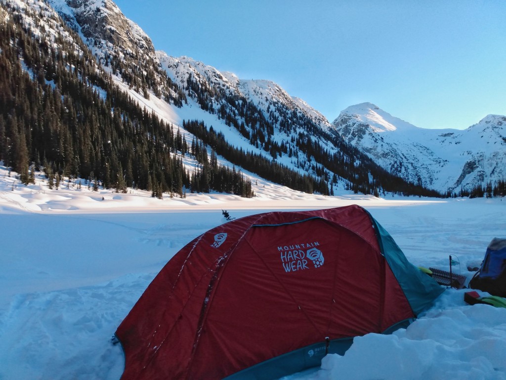 Camped outside Phelix Hut after a -19ºC night.